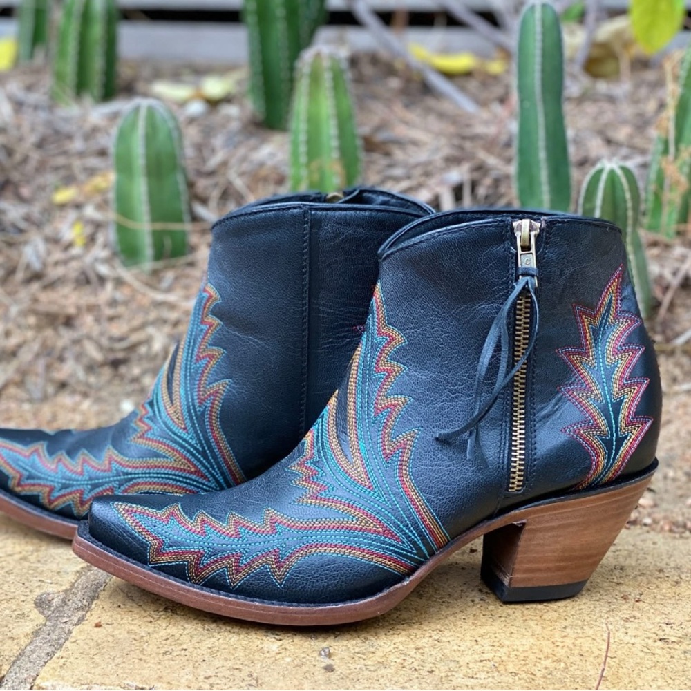 Allens Austin TX Embroidered Goat Leather Ankle Boots